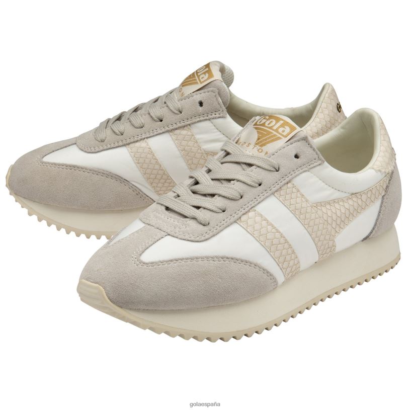 calzado V4PZL395 mujer Gola tenis classics boston '78 con serpiente blanquecino