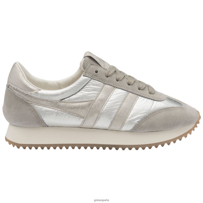 calzado V4PZL396 mujer Gola tenis classics boston '78 metalizados plata