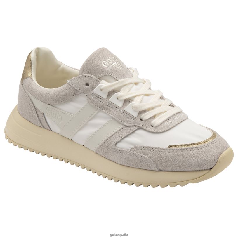 calzado V4PZL402 mujer Gola zapatillas clásicas chicago glimmer blanco hueso/oro