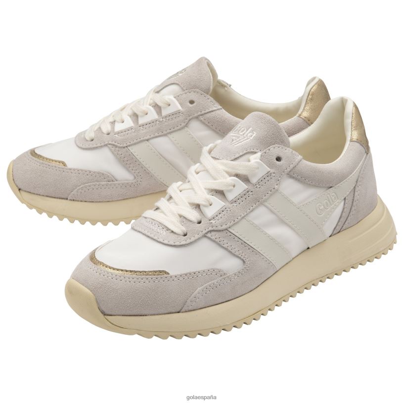calzado V4PZL402 mujer Gola zapatillas clásicas chicago glimmer blanco hueso/oro