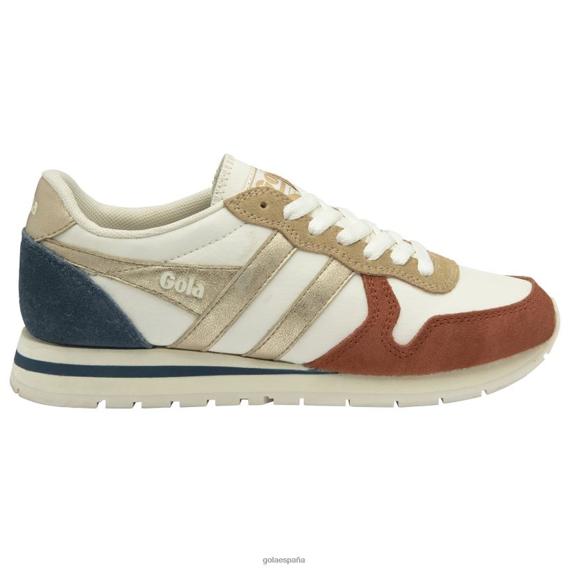 calzado V4PZL408 mujer Gola zapatillas clásicas cuadrante daytona blanco hueso/naranja especia/oro/tinta