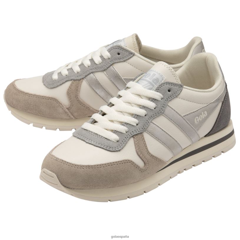 calzado V4PZL409 mujer Gola zapatillas clásicas cuadrante daytona blanco roto/gris pluma/plata/ceniza