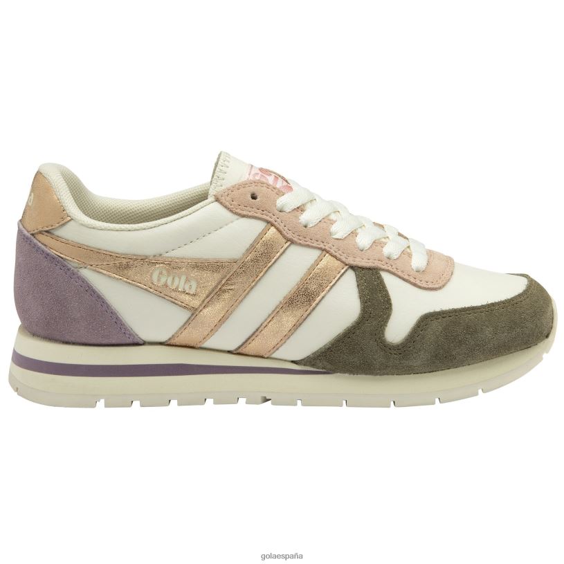calzado V4PZL410 mujer Gola zapatillas clásicas cuadrante daytona blanco roto/caqui/oro rosa/lirio
