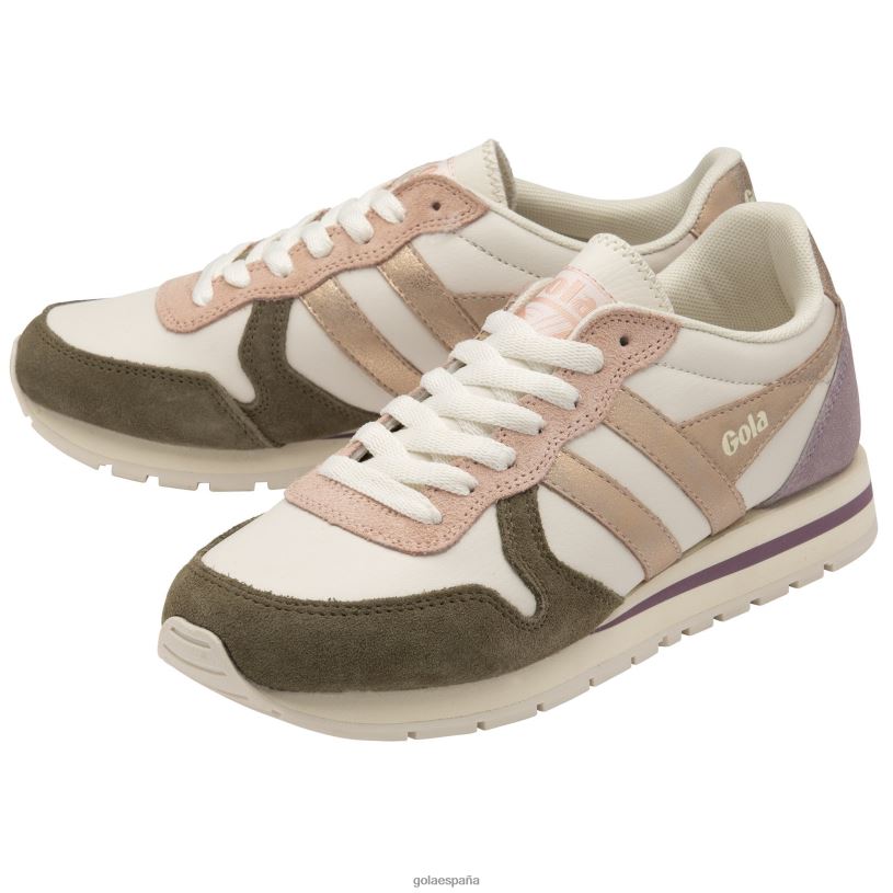 calzado V4PZL410 mujer Gola zapatillas clásicas cuadrante daytona blanco roto/caqui/oro rosa/lirio