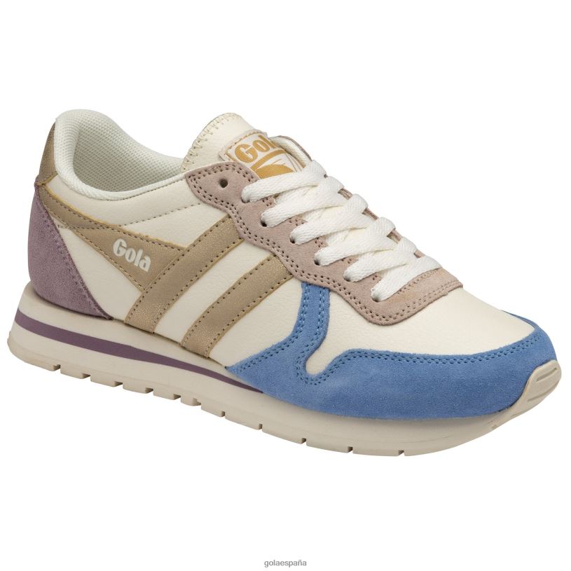 calzado V4PZL417 mujer Gola zapatillas clásicas cuadrante daytona blanco roto/azul vista/dorado/lirio