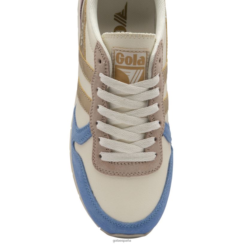 calzado V4PZL417 mujer Gola zapatillas clásicas cuadrante daytona blanco roto/azul vista/dorado/lirio