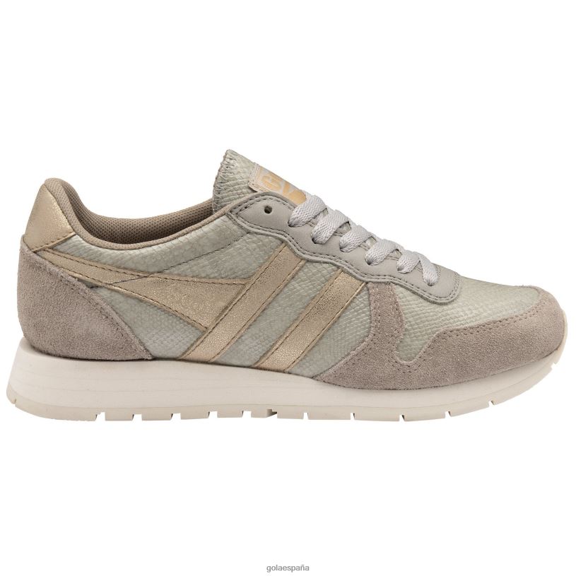calzado V4PZL423 mujer Gola zapatillas clásicas de lagarto daytona gris pluma/oro