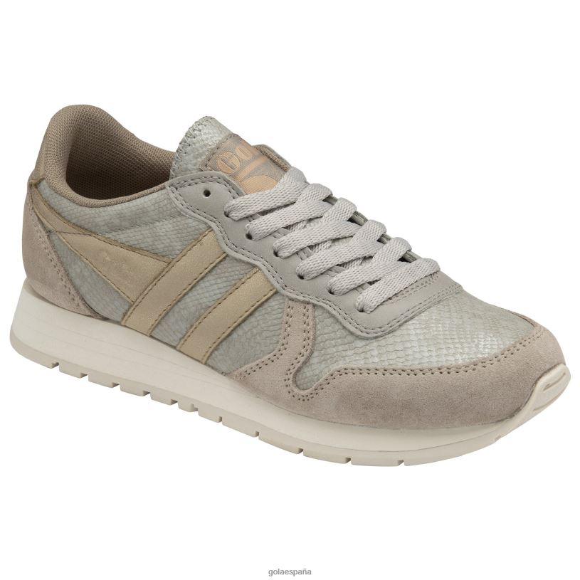 calzado V4PZL423 mujer Gola zapatillas clásicas de lagarto daytona gris pluma/oro