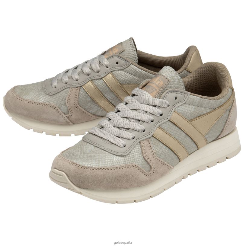 calzado V4PZL423 mujer Gola zapatillas clásicas de lagarto daytona gris pluma/oro