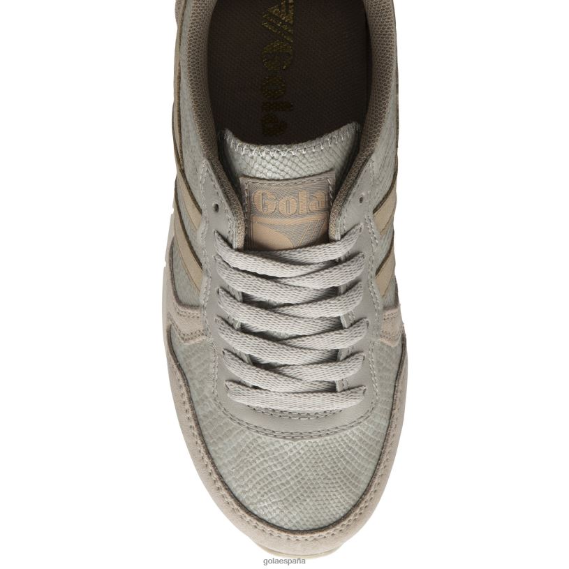 calzado V4PZL423 mujer Gola zapatillas clásicas de lagarto daytona gris pluma/oro