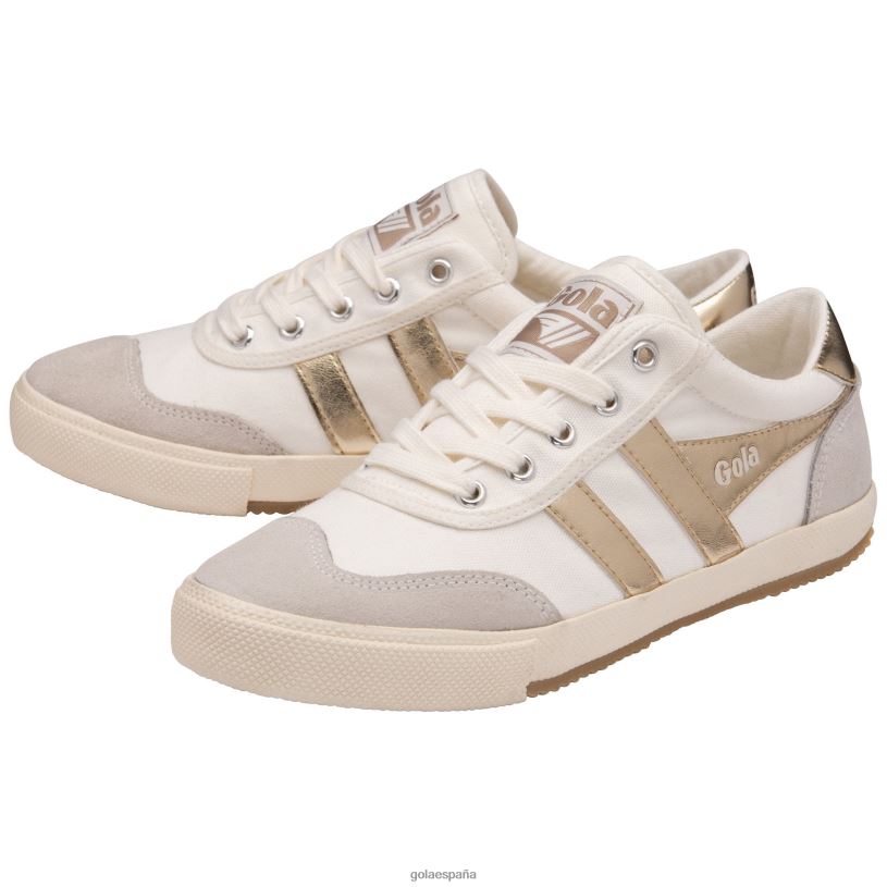 calzado V4PZL515 mujer Gola zapatillas clásicas de bádminton blanco hueso/oro