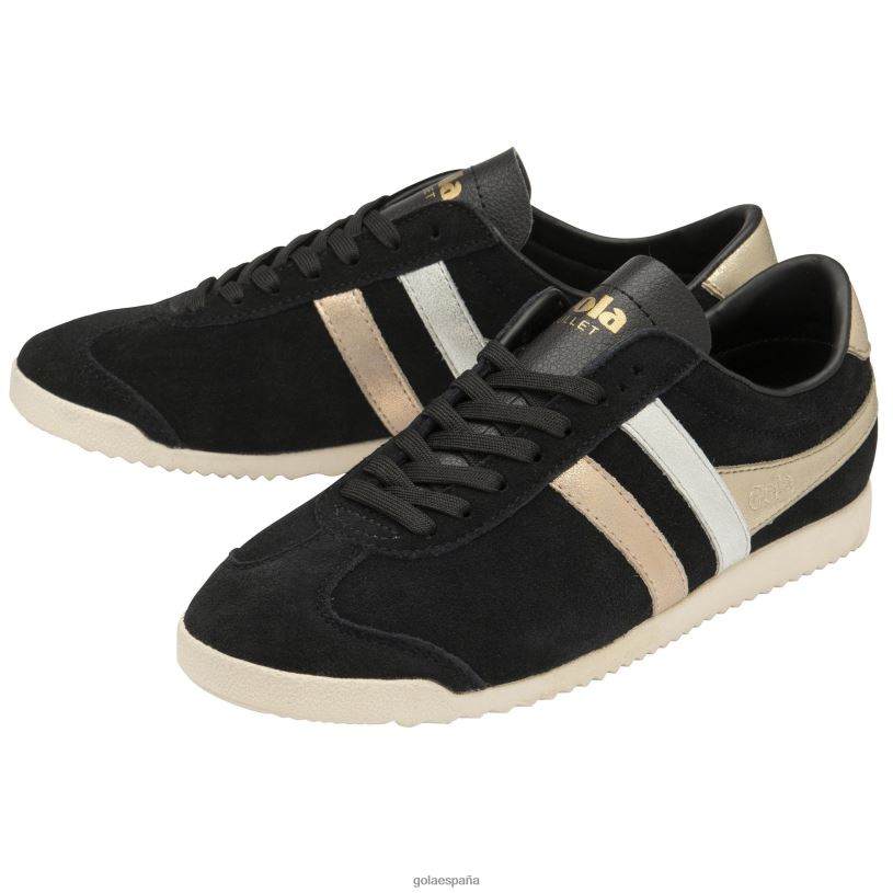 calzado V4PZL561 mujer Gola tenis clásicos con tridente y espejo de bala negro/plata/oro