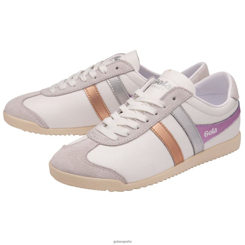 calzado V4PZL565 mujer Gola zapatillas clásicas con tridente de bala blanco/rosa/lila