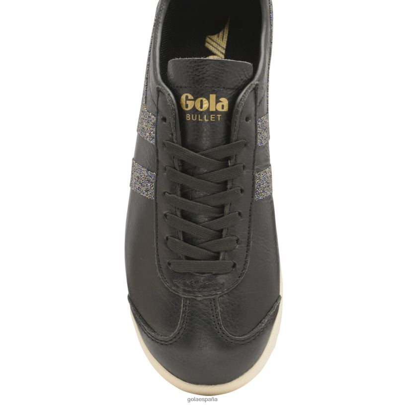 calzado V4PZL568 mujer Gola bala clásica con cristales de swarovski negro