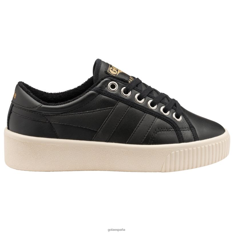 calzado V4PZL677 mujer Gola zapatillas clásicas de cuero Mark Cox de línea de base negro/blanco roto