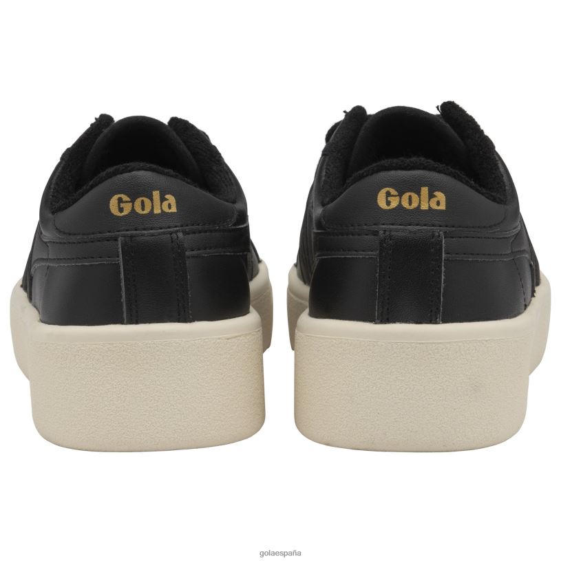 calzado V4PZL677 mujer Gola zapatillas clásicas de cuero Mark Cox de línea de base negro/blanco roto