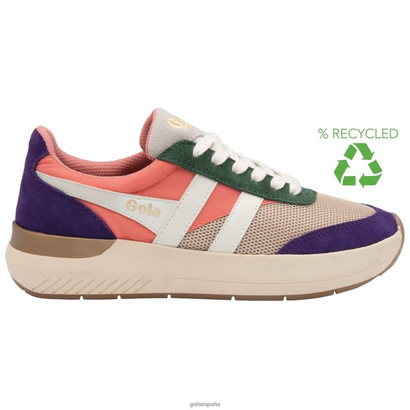 calzado V4PZL335 mujer Gola zapatillas clásicas de cuervo trigo/rosa coral/morado real