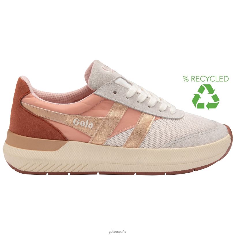 calzado V4PZL337 mujer Gola tenis clásicos con espejo de cuervo blanco hueso/rosa perla/oro rosa