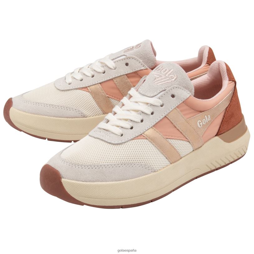 calzado V4PZL337 mujer Gola tenis clásicos con espejo de cuervo blanco hueso/rosa perla/oro rosa