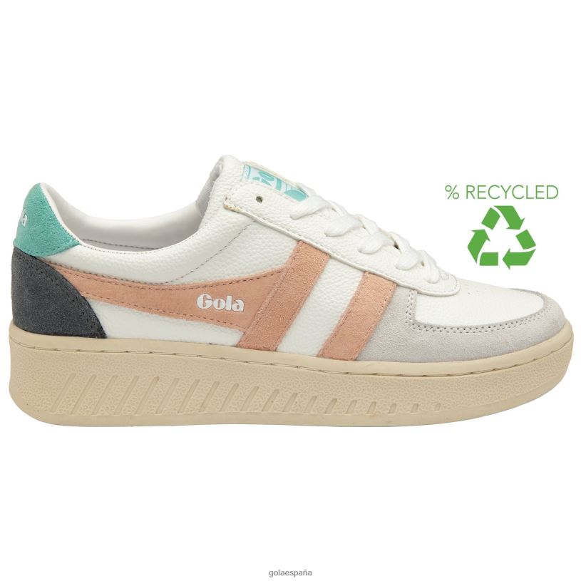 calzado V4PZL593 mujer Gola zapatillas clásicas grandslam trident 9 blanco/rosa perla/bruma marina