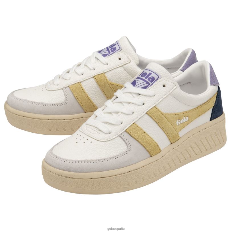 calzado V4PZL594 mujer Gola zapatillas clásicas grandslam trident 9 blanco/limón/lavanda