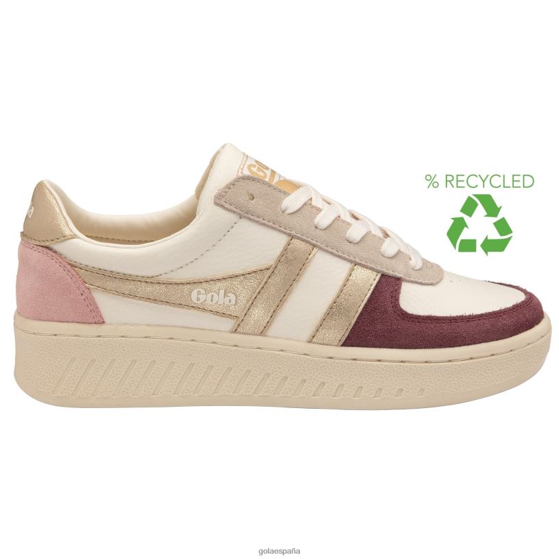 calzado V4PZL598 mujer Gola tenis classics grandslam quadrant blanco hueso/vino windsor/dorado/rosa tiza