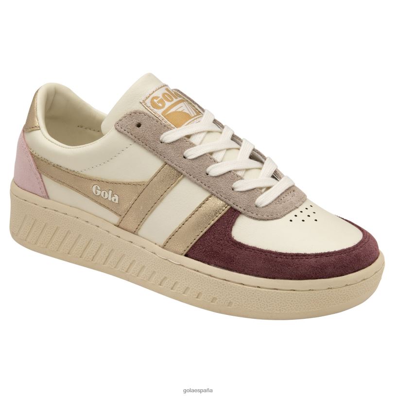 calzado V4PZL598 mujer Gola tenis classics grandslam quadrant blanco hueso/vino windsor/dorado/rosa tiza