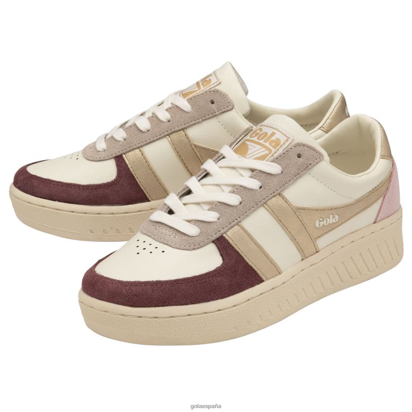 calzado V4PZL598 mujer Gola tenis classics grandslam quadrant blanco hueso/vino windsor/dorado/rosa tiza