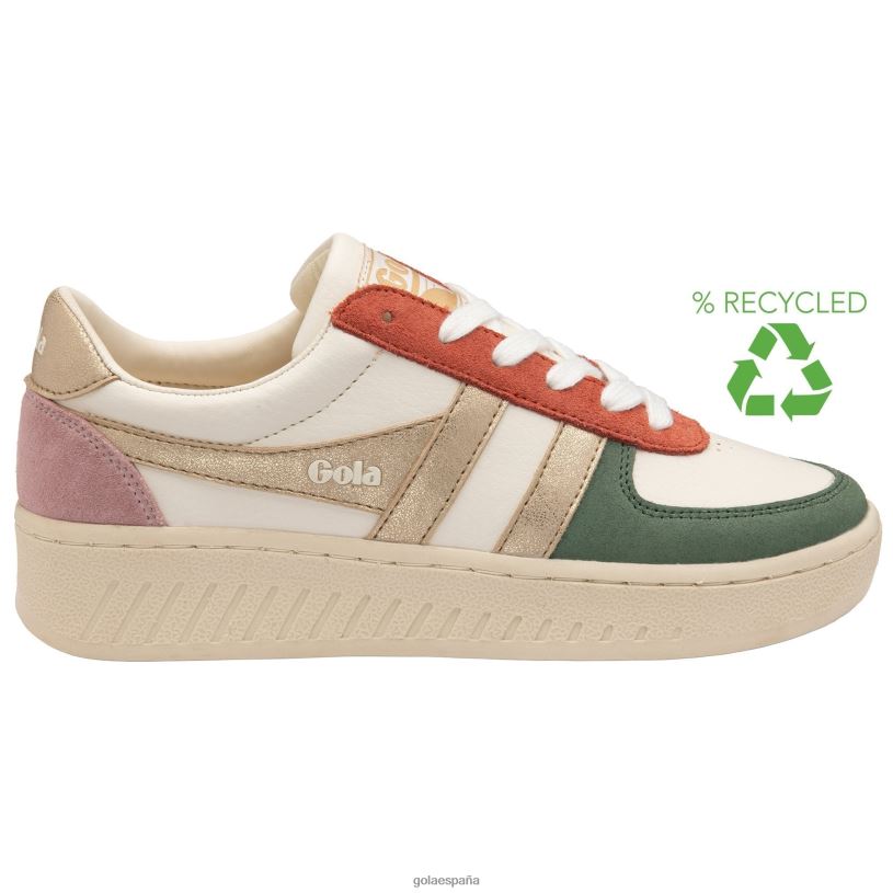 calzado V4PZL599 mujer Gola tenis classics grandslam quadrant blanco hueso/salvia/dorado/rosa pastel