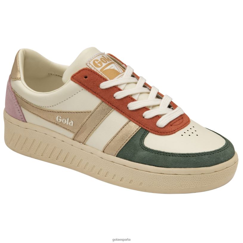 calzado V4PZL599 mujer Gola tenis classics grandslam quadrant blanco hueso/salvia/dorado/rosa pastel