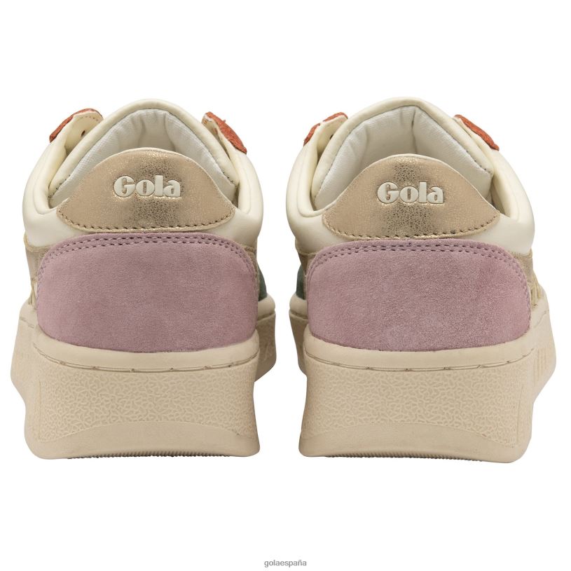 calzado V4PZL599 mujer Gola tenis classics grandslam quadrant blanco hueso/salvia/dorado/rosa pastel
