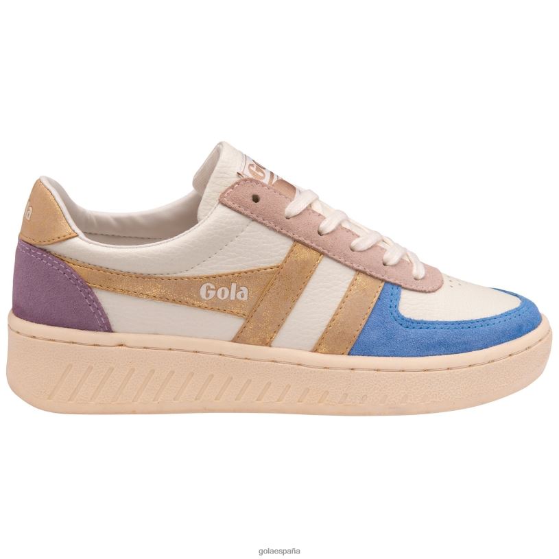 calzado V4PZL601 mujer Gola tenis classics grandslam quadrant blanco roto/azul vista/dorado/lirio