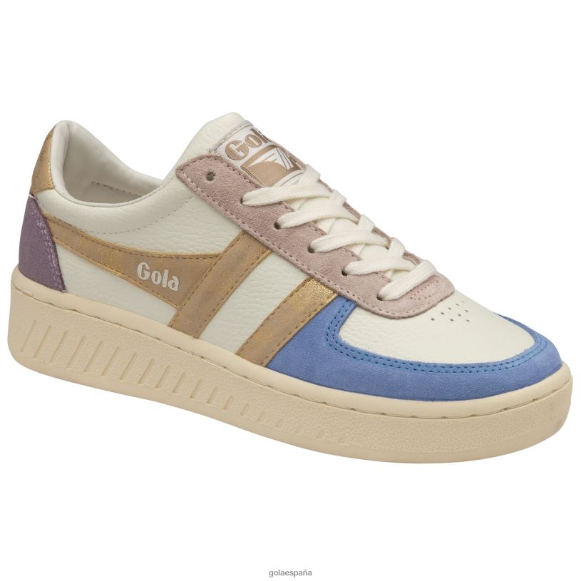 calzado V4PZL601 mujer Gola tenis classics grandslam quadrant blanco roto/azul vista/dorado/lirio