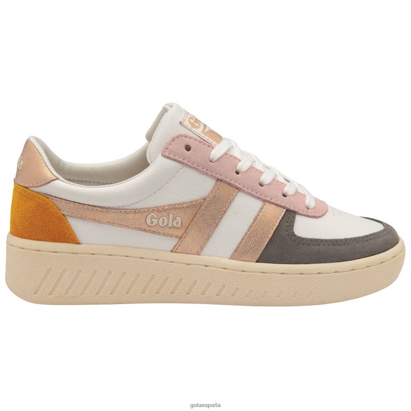 calzado V4PZL602 mujer Gola tenis classics grandslam quadrant blanco hueso/ceniza/oro rosa/sol