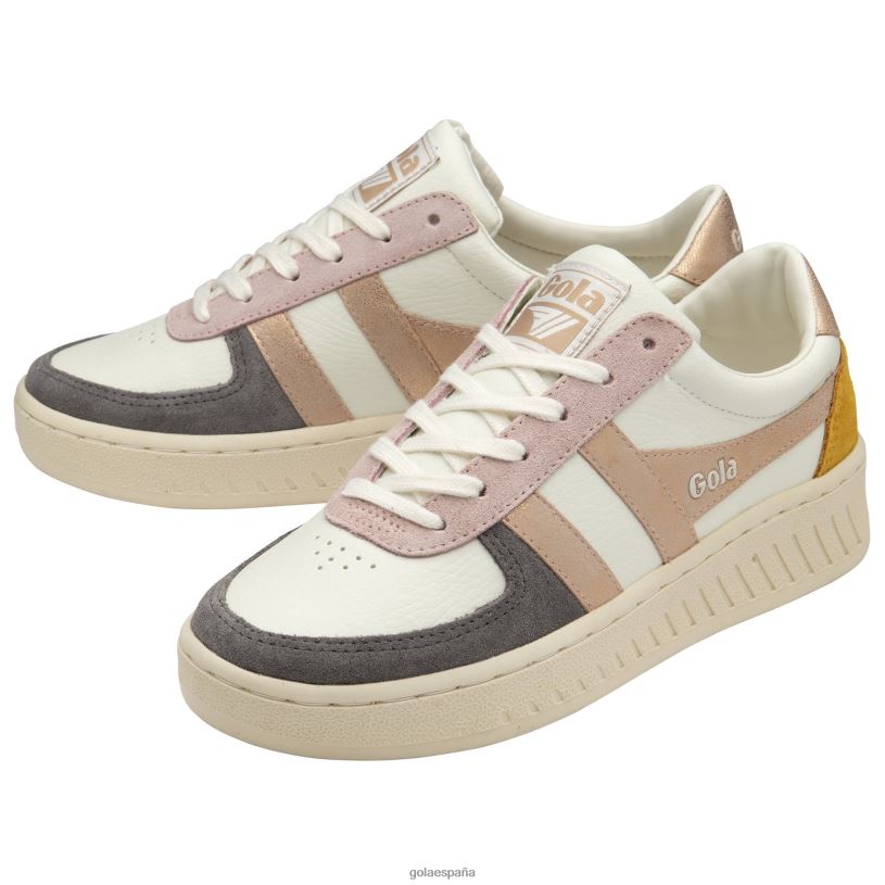 calzado V4PZL602 mujer Gola tenis classics grandslam quadrant blanco hueso/ceniza/oro rosa/sol