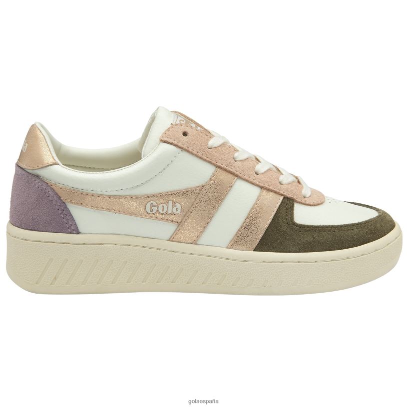 calzado V4PZL603 mujer Gola tenis classics grandslam quadrant blanco roto/caqui/oro rosa/lirio