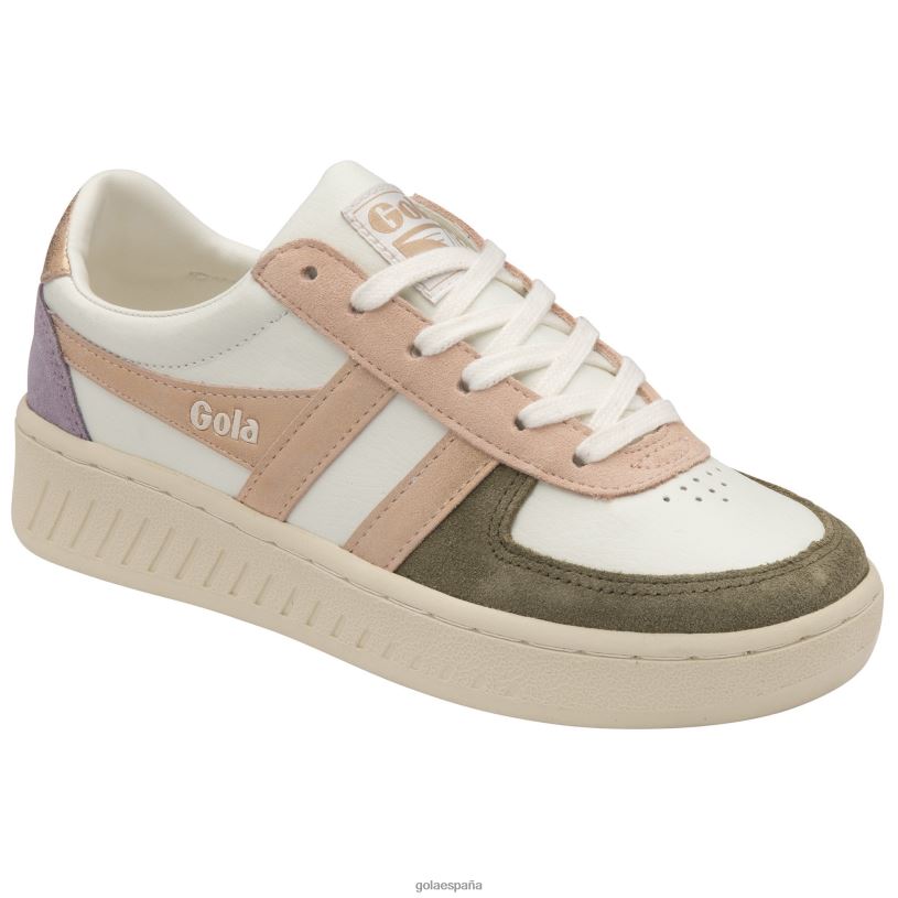 calzado V4PZL603 mujer Gola tenis classics grandslam quadrant blanco roto/caqui/oro rosa/lirio