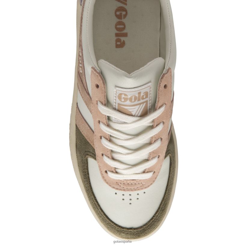 calzado V4PZL603 mujer Gola tenis classics grandslam quadrant blanco roto/caqui/oro rosa/lirio