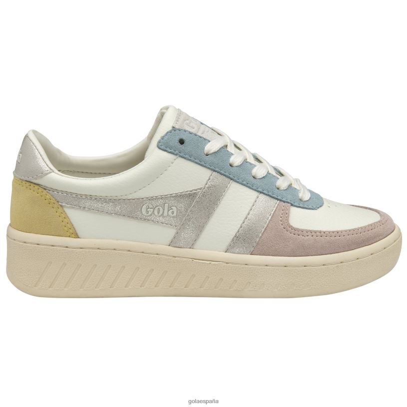 calzado V4PZL605 mujer Gola tenis classics grandslam quadrant blanco hueso/flor/plata/limón