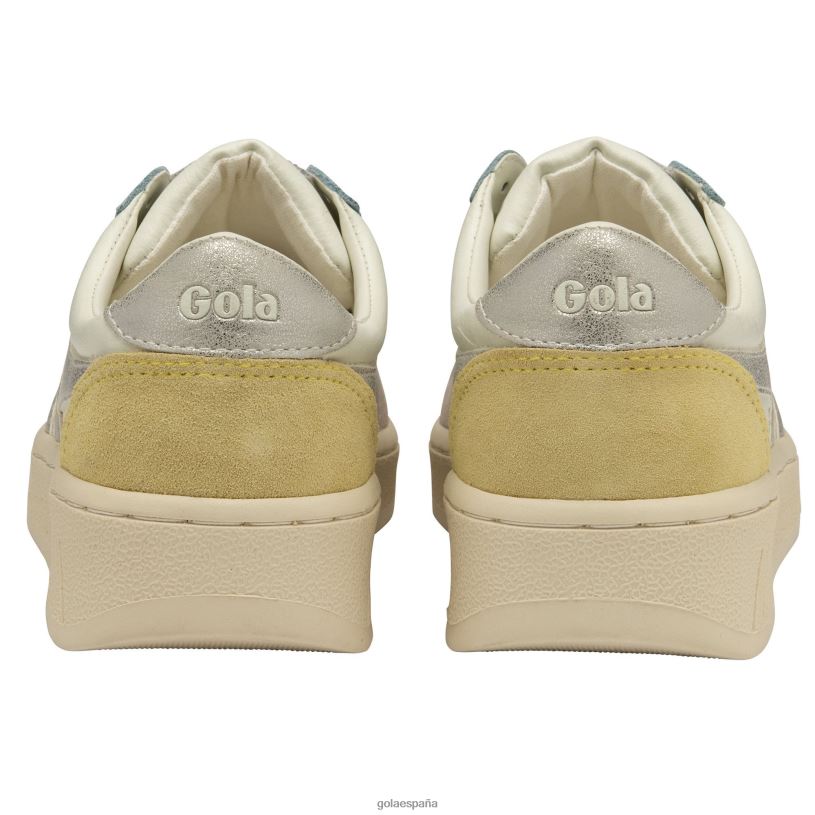calzado V4PZL605 mujer Gola tenis classics grandslam quadrant blanco hueso/flor/plata/limón
