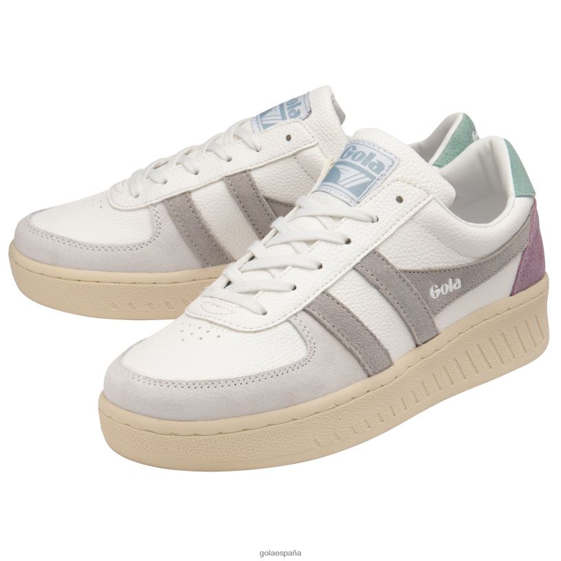 calzado V4PZL606 mujer Gola zapatillas clásicas grandslam trident 10 blanco/gris claro/niebla verde