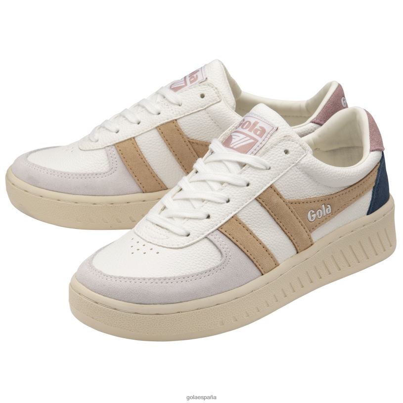 calzado V4PZL613 mujer Gola zapatillas clásicas grandslam trident 10 blanco/avena/rosa pastel