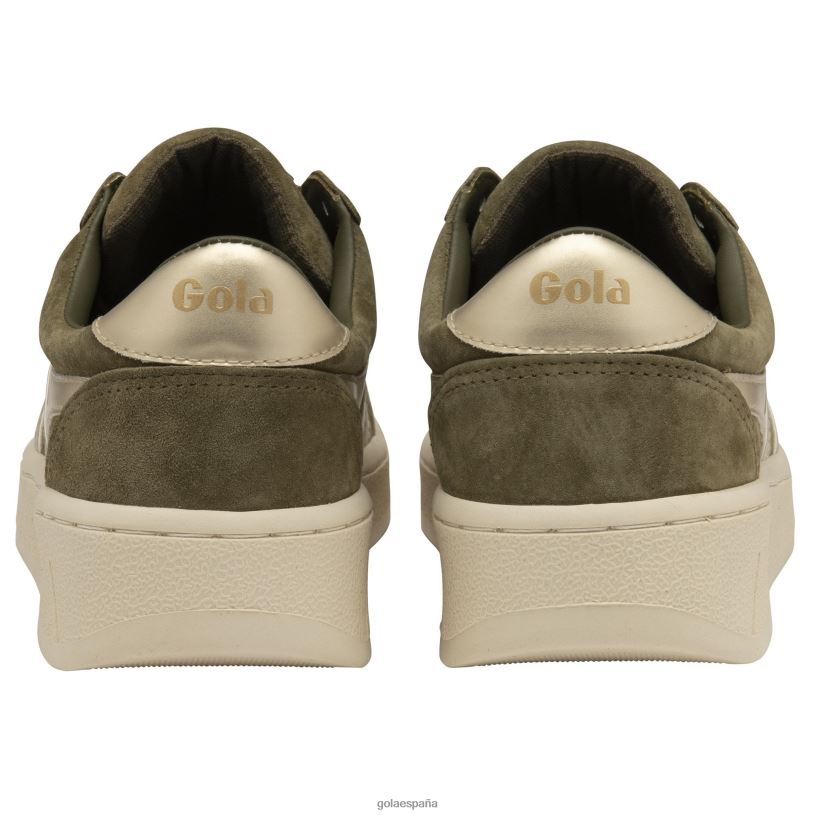 calzado V4PZL630 mujer Gola tenis classics grandslam con perlas caqui