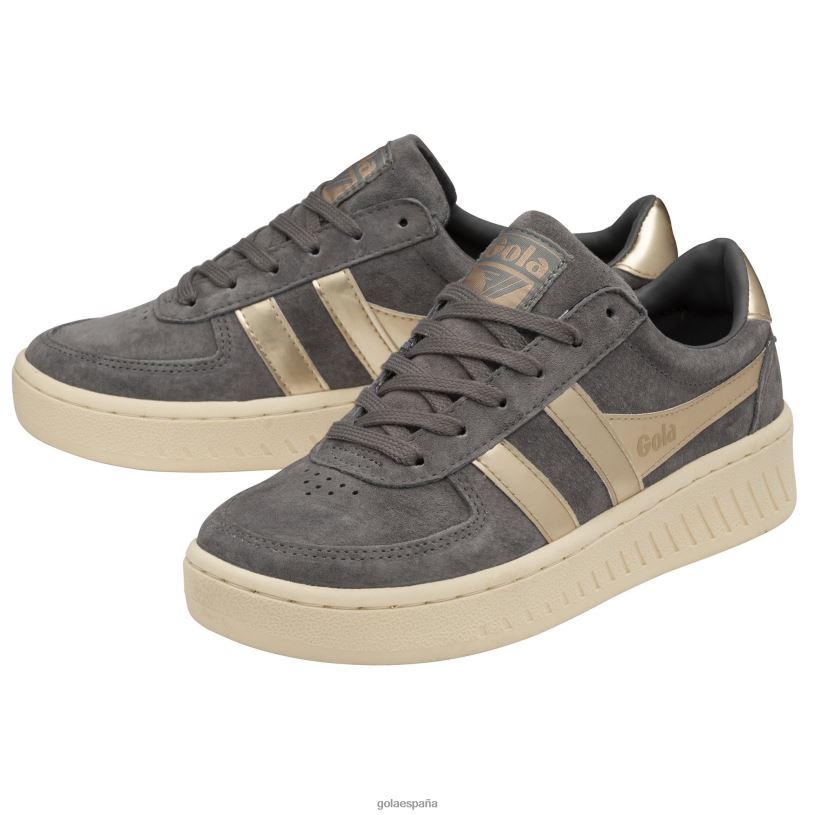 calzado V4PZL631 mujer Gola tenis classics grandslam con perlas ceniza