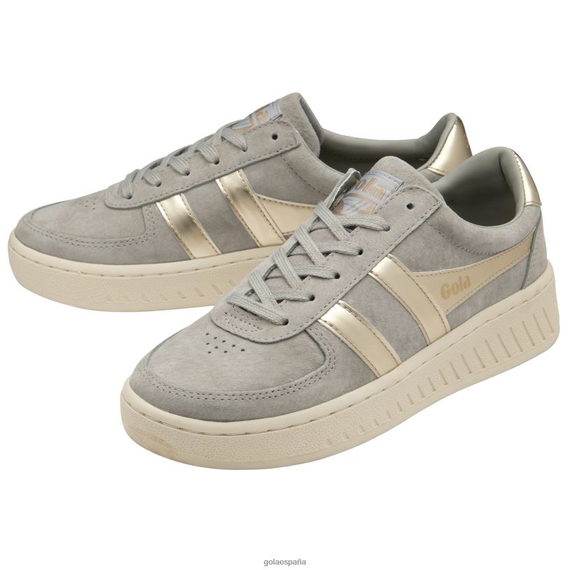 calzado V4PZL632 mujer Gola tenis classics grandslam con perlas gris claro