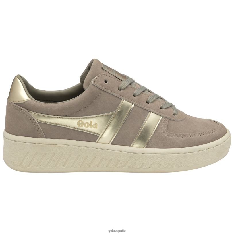 calzado V4PZL633 mujer Gola tenis classics grandslam con perlas pluma gris