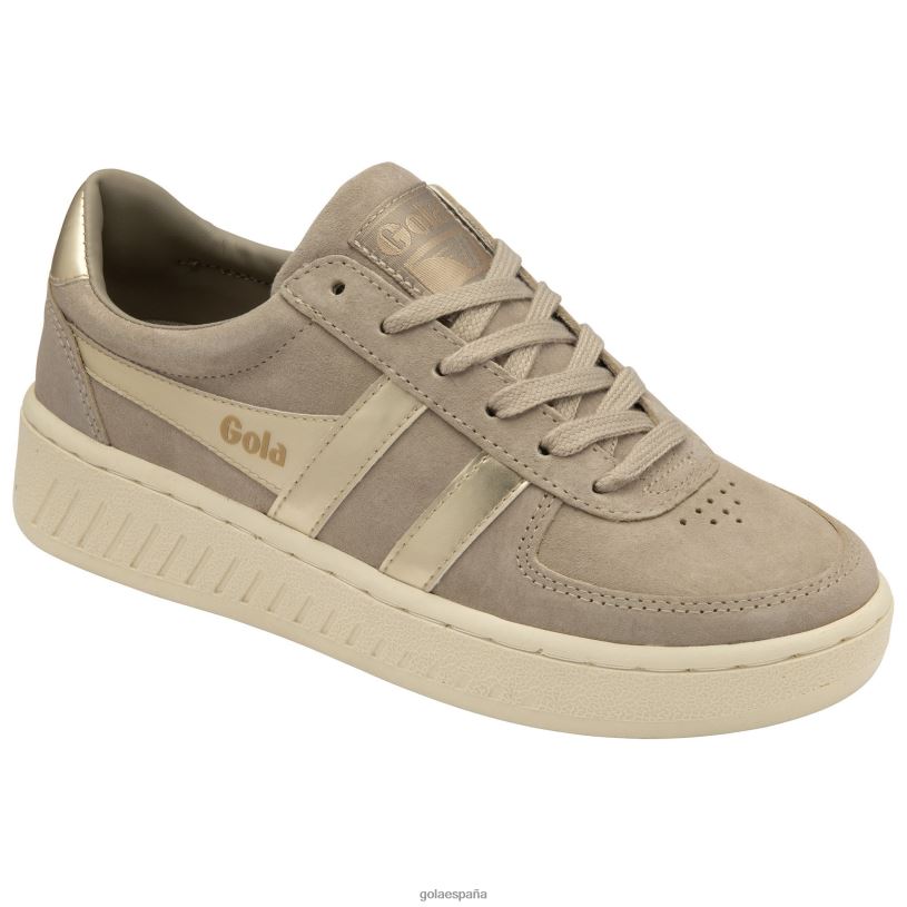 calzado V4PZL633 mujer Gola tenis classics grandslam con perlas pluma gris