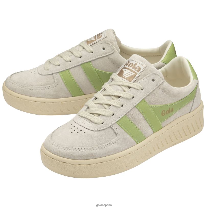calzado V4PZL642 mujer Gola tenis classics grandslam de ante blanco hueso/verde pátina