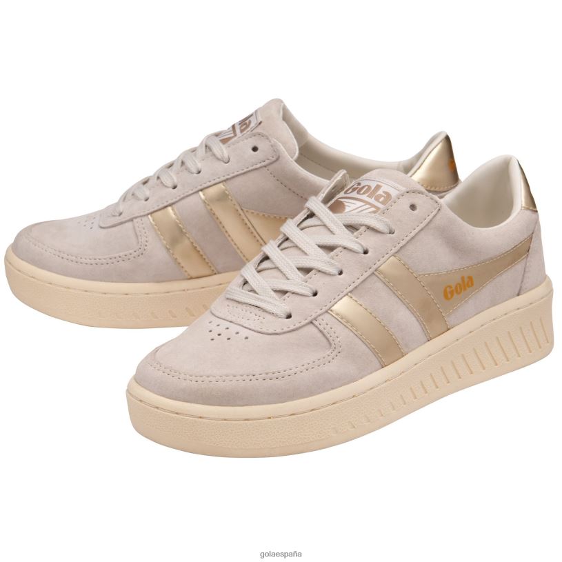 calzado V4PZL652 mujer Gola tenis classics grandslam con perlas blanquecino