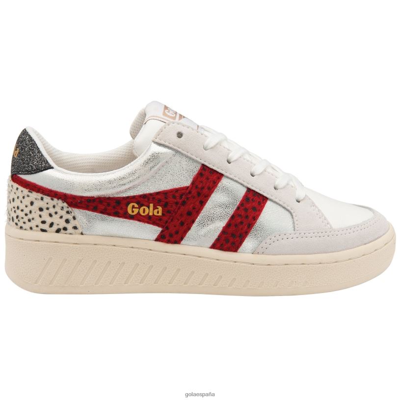 calzado V4PZL673 mujer Gola zapatillas clásicas superslam blanco/plata/rojo